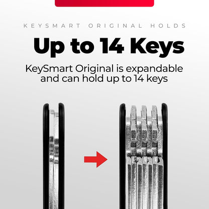 KEYSMART Key Holder for Keychain - Compact Key Organizer for Key Chain, Minimalist Clutter-Free EDC Keychains Key Ringys, Carbon Fiber 3k, 14 Keys