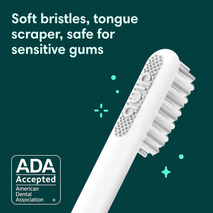 Quip Sonic Toothbrush for Adults with Timer - Includes Extra Brush Head and Travel Cover Mount - Electric, Soft Bristle Refill Head, Plastic Handle, 3 Month Battery Life - Travel Toothbrush - Blue