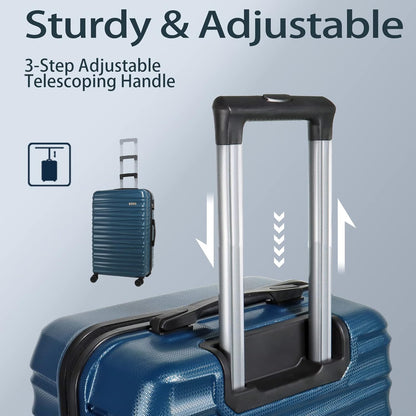 Luggage Sets 3 Piece(20/24/28)-Suitcase Set- Luggage with Wheels-PC + ABS Durable Lightweight Rotating hardshell suitcase 5PCS (Navy blue color)…