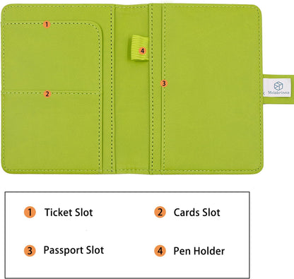 Melsbrinna Premium Leather Passport Holder Covers Case, Waterproof Rfid Blocking Travel Wallet Passport Holder with Pen Holder, Cute Passport Book for Women/Men