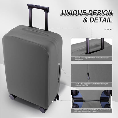 Travel Luggage Cover Suitcase Protector Scratch-Resistant Fit 19-31 Inch Suitcase, Not Included Suitcase (Slate Gray, 2XL(30-31 inch))