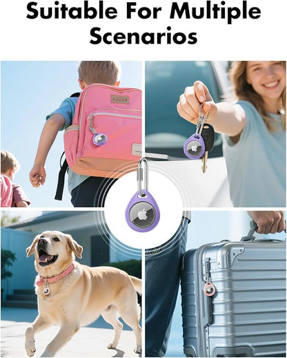 UNBREAKcable AirTag Holder for Apple - 4 Pack Air Tag Case [Professional Carabiner] [Waterproof] [Shockproof] TPU AirTag Keychain for Kids, Pets, Keys, Luggage, Backpacks