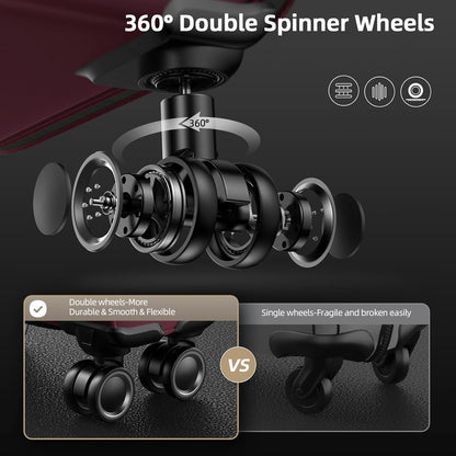 SHOWKOO Luggage Sets 3 Piece Softside Expandable Lightweight Durable Suitcase Sets Double Spinner Wheels TSA Lock Wine Red (20in/24in/28in)