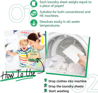 CLEARALIF Laundry Detergent Sheets up to 160 Loads (80sheets), Unscented, Laundry Detergent Strips Eco Friendly & Hypoallergenic