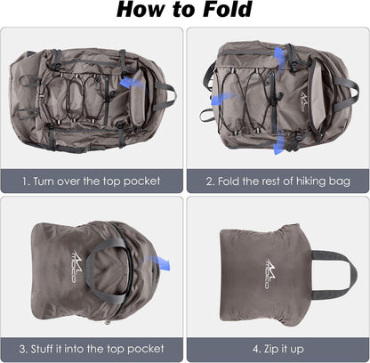 MoKo Hiking Backpack, 40L Large Capacity Camping Backpack with Multiple Pockets, Tear-resistant Travel Daypack for Men Women, Packable and Lightweight Hiking Daypack for Travel Camping Outdoor, Hummus