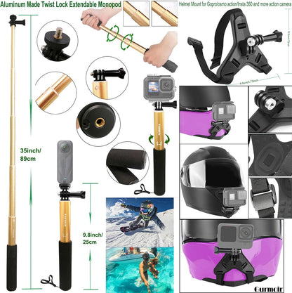 Gurmoir Accessory Kit for Osmo Action 5 pro 4/Insta 360 X5 X4 X3/Go Pro Hero13 12/Gopro Max 2/, Bike Mount/Hat Clip/Helmet Strap/Backpack Mount kit for Gopro/Osmo Action/Insta 360(DT18)