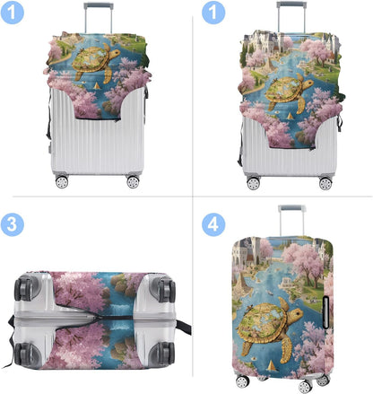 Turtle Luggage Cover Washable Suitcase Protector Anti-Scratch,Stretchable Fit for 20-34Inch Luggage Durable Travel Bag Cover with Zipper Closure (M(24-26inch suitcase))