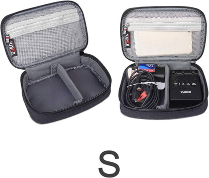 BUBM 3pcs Double Layer Electronic Organizer, Travel Gadgets Bag for Cables, External Flash Drive, Mouse, Memory Card, Power Bank and More, Compact and Multi-purpose, Black