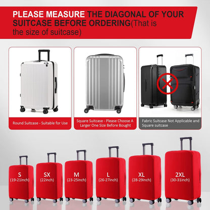 Travel Luggage Cover Suitcase Protector Scratch-Resistant Fit 19-31 Inch Suitcase, Not Included Suitcase (Red, S(19-21 inch))