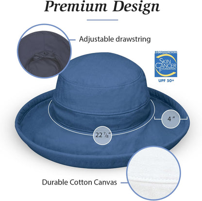 Wallaroo Hat Company Women’s Casual Traveler Sun Hat - UPF 50+ Sun Protection, Wide Brim, Packable, Adjustable, Medium