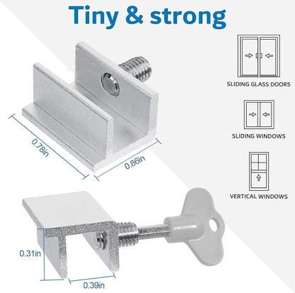 8 Sets Sliding Window Locks for Up and Down Windows,Easy to Install Vertical & Horizontal Window Security Locks,Adjustable Aluminum Window Stopper Lock