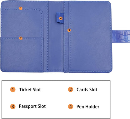 Melsbrinna Premium Leather Passport Holder Covers Case, Waterproof Rfid Blocking Travel Wallet Passport Holder with Pen Holder, Cute Passport Book for Women/Men