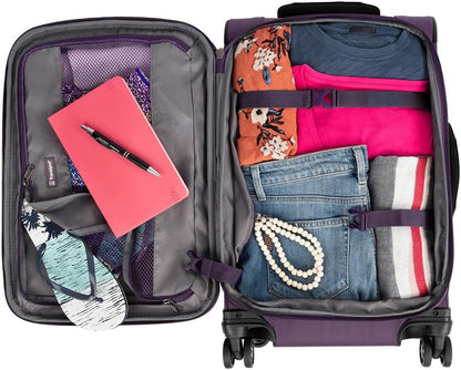 Travelpro Tourlite Softside 2-Piece Set, Expandable Luggage with 4 Spinner Wheels, Lightweight Suitcase, 21" Carry-On, 29 Check Large, Deep Purple