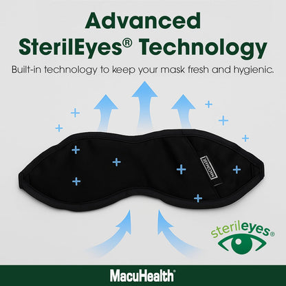 Macuhealth MacuMask - Moist Heat Eye Compress for Dry Eyes, Blepharitis, MGD & Digital Eye Strain, Adjustable Strap, SterilEyes Technology, Microwave & Freezer Safe, Hot or Cold Compress (Premium)