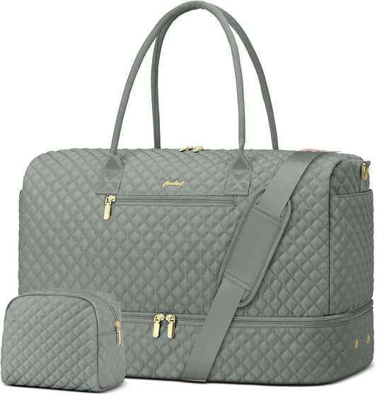 Travel Bag Weekender Bags for Women - Carry on Overnight Bag with Shoe Compartment Duffle Bag with Laptop Pocket Hospital Bag for Labor Delivery Gym Tote Bag with Toiletry Bag Dark Green