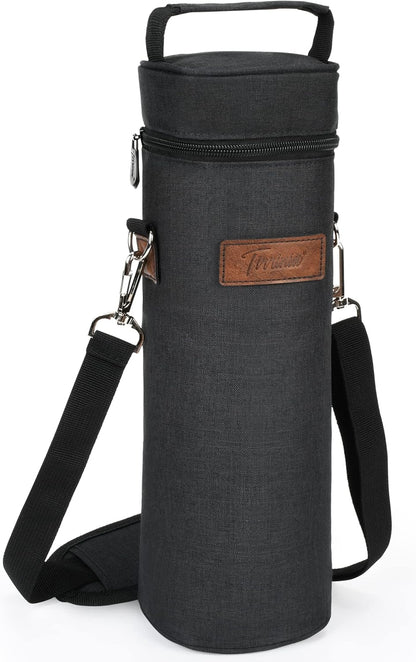 Tirrinia Single Bottle Wine Gift Carrier Bag, Insulated Travel Wine Cooler Tote with Shoulder Strap for Picnic, Party, BYOB Restaurant, Portable One Bottle Wine Chiller Container, Gift for Wine Lovers