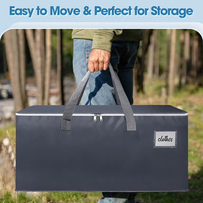 2 Pack Extra Large 93L Moving Bags, 60lb Heavy Duty Moving Totes with Triple-layered Thickening Technology, Strong Zippers & Handles, Easy Open Lids, Water-Resistant, Storage Totes, Fold Flat
