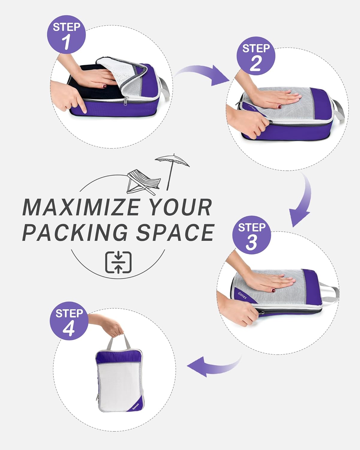 Compression Packing Cubes, Gonex Extensible Storage Mesh Bags Organizers