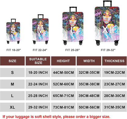WUJIAONIAO Travel Luggage Cover Baggage Suitcase Cover Protector Skins 18-32 Inch (Graffiti A8, M (for 22-24 inch luggage))