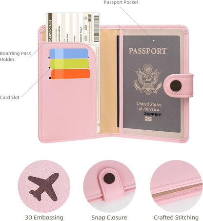 ZOPPEN Passport Holder Women, Passport Cover Travel Wallet Rfid Blocking Passport Wallet Cover Case Travel Essentials Document Organizer, Pink