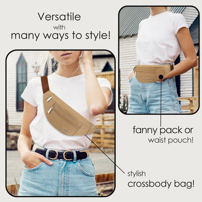 MAXTOP Large Crossbody Fanny Pack with 4-Zipper Pockets,Gifts for Enjoy Sports Festival Workout Traveling Running Casual Hands-Free Wallets Waist Pack Phone Bag Carrying All Phones