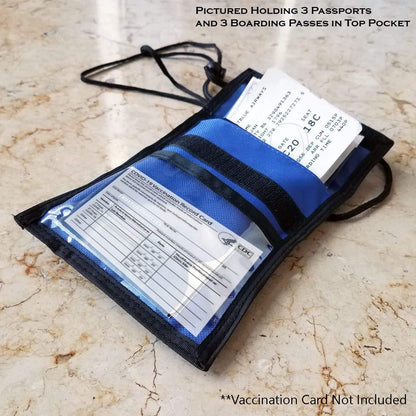 Specialist ID 2 Pack - Travel Passport Wallet - 4 x 3 Display Window - Adjustable Lanyard w/Pen Slots and 3 Pockets for Money, Ticket, Document (Royal)