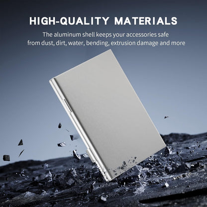 Aluminum SIM Card Case, 16Slots Ultrathin SIM Card Holder, Fit for 8 SIM Card, 8 Micro sim Card, Silver