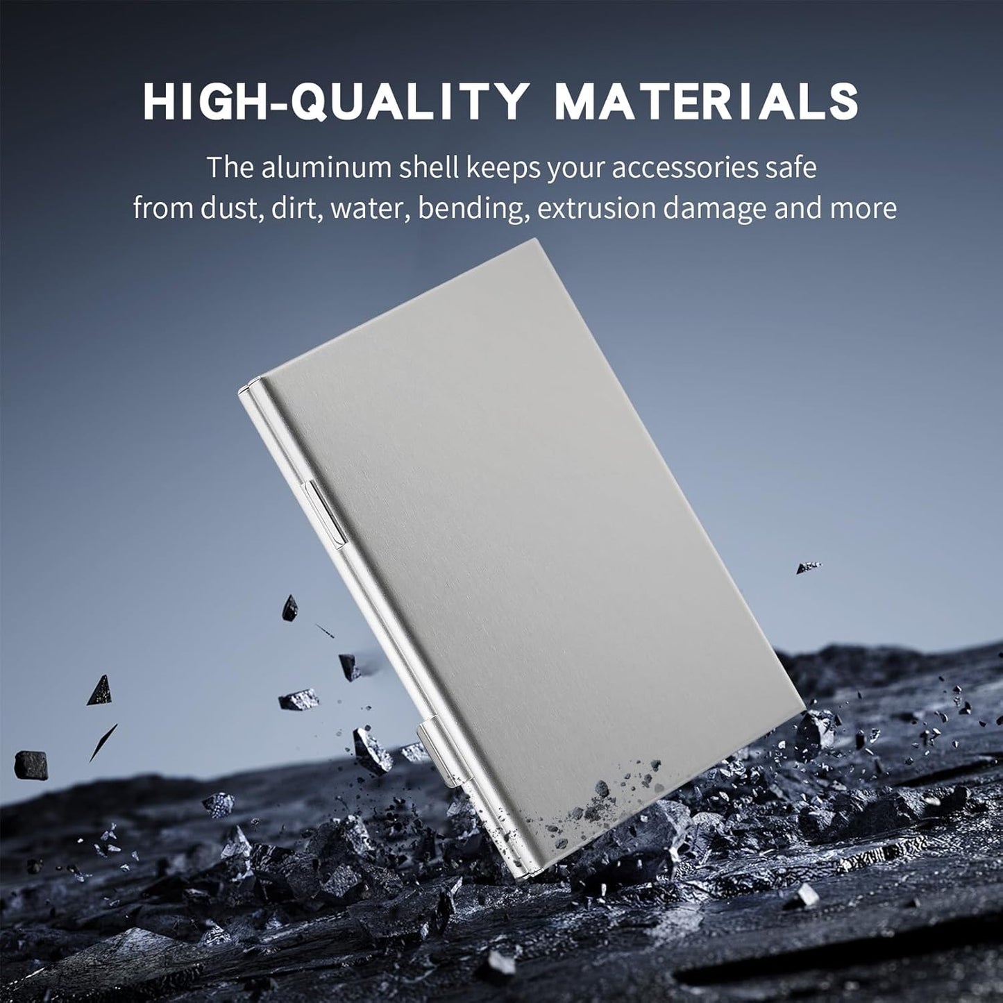 Aluminum SIM Card Case, 14Slots Ultrathin SIM Card Holder, Fit for 4 SIM Card, 4 Micro sim Card, 4 Nano sim Card and 2 Cell Phone Eject Pin Slots, Silver