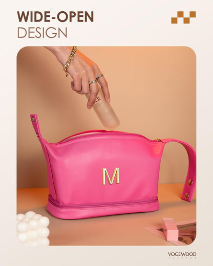 Bridesmaid Proposal Gifts Ideas, Travel Makeup Bag with Handle, Initial Cute Gifts for Women Cosmetic Bag with Makeup Brush Organizer, Cute Cosmetic Pouch for Women, Gifts for Friends Female
