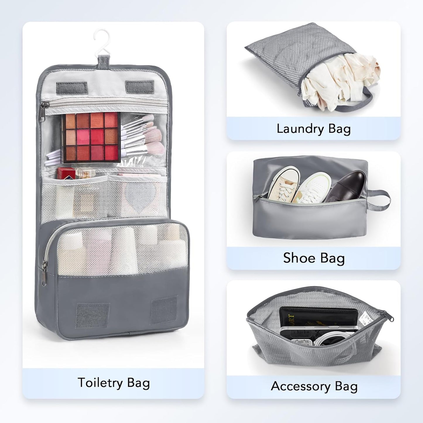 8 Set Compression Packing Cubes for Travel Essentials,Compressible Expandable Packing Cubes for Suitcase,OlarHike Luggage Organizer Bags for Travel,Handy Helper for Organizing Clothes(Gray)