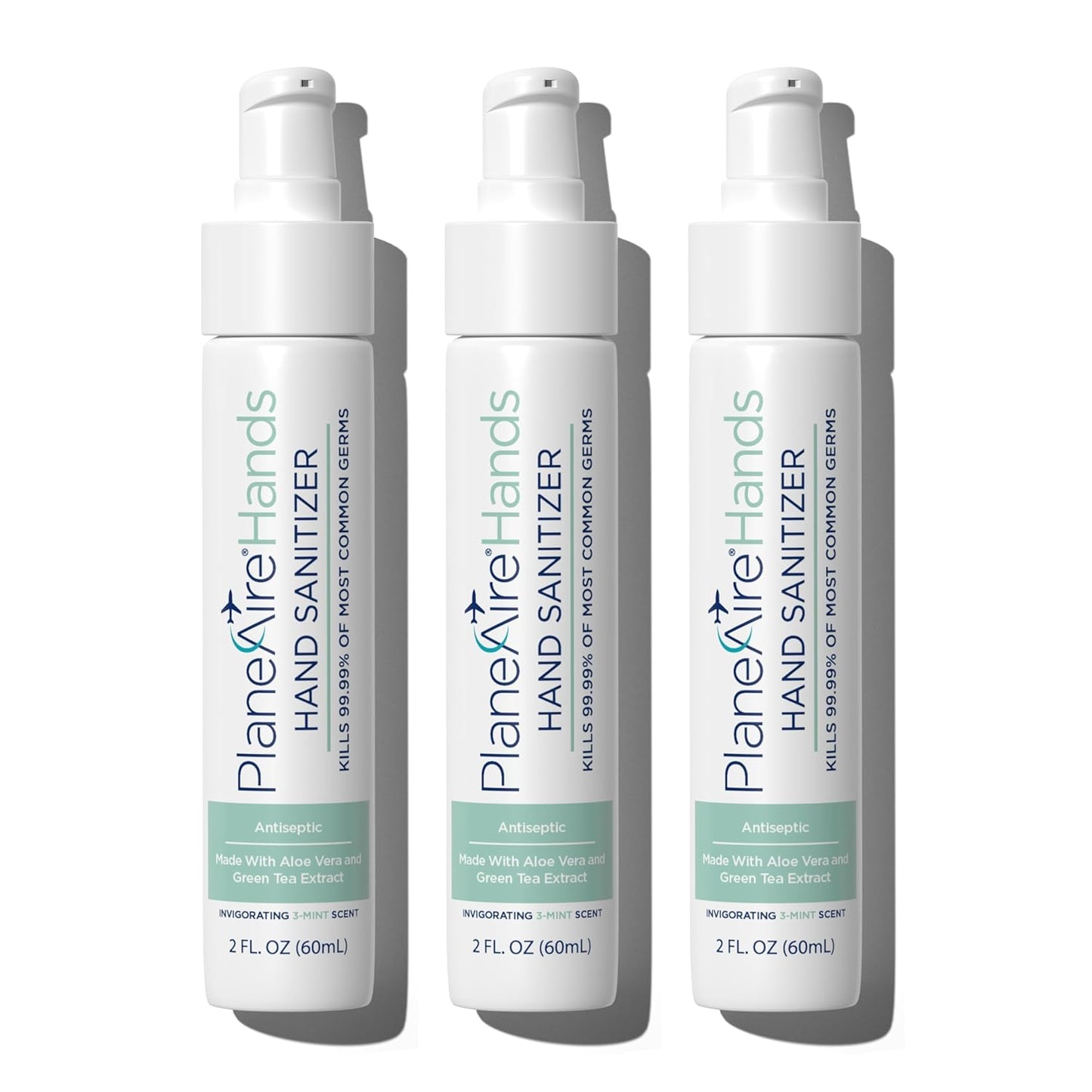 3-Mint Gel Hand Sanitizer | Soothing, Moisturizing, Hydrating | Travel Size | With Aloe Vera & Green Tea Extract | Mint Oil Blend with Peppermint Essential Oil | For Cars, Backpacks, Travel | 3-pack