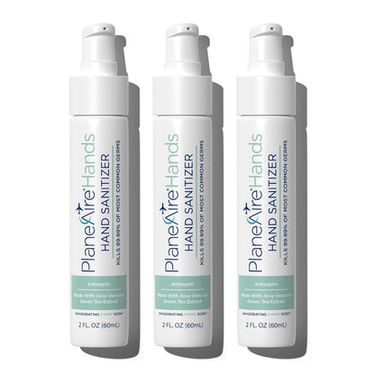 3-Mint Gel Hand Sanitizer | Soothing, Moisturizing, Hydrating | Travel Size | With Aloe Vera & Green Tea Extract | Mint Oil Blend with Peppermint Essential Oil | For Cars, Backpacks, Travel | 3-pack