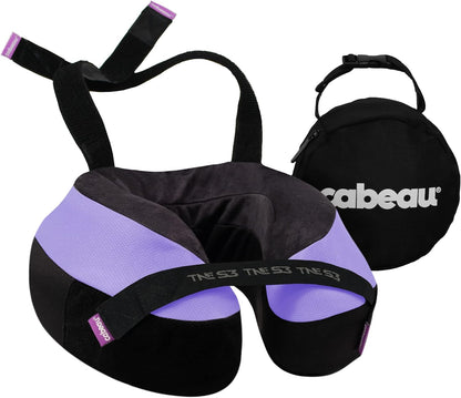 Cabeau Travel Neck Pillow for Airplanes – The Neck’s Evolution, TNE S3 – Supportive Memory Foam Design for Long Haul Flights – Attachable Seat Straps and 360° Support (Paris Lavender)