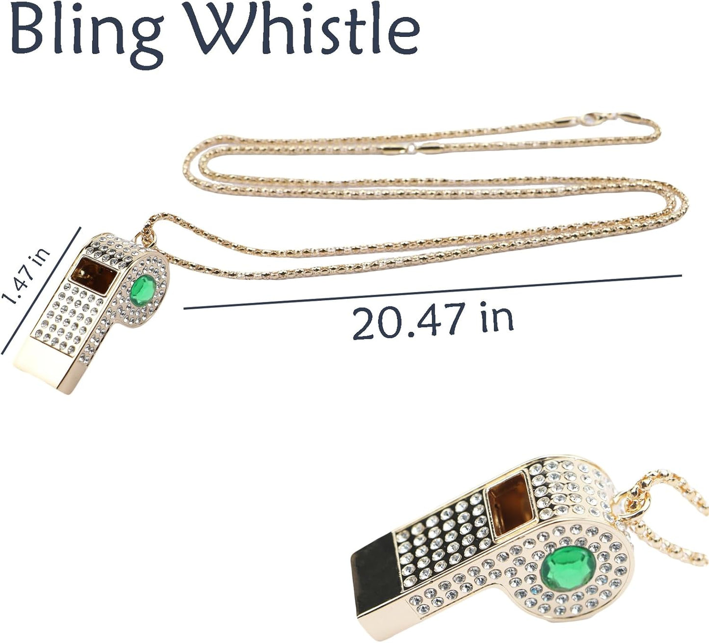 Whistle,Rhinestone Sports Whistle with Keychain for Coach/Referee/Training/Lifeguard/Teachers(Gold)