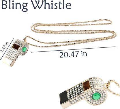 Whistle,Rhinestone Sports Whistle with Keychain for Coach/Referee/Training/Lifeguard/Teachers(Gold)