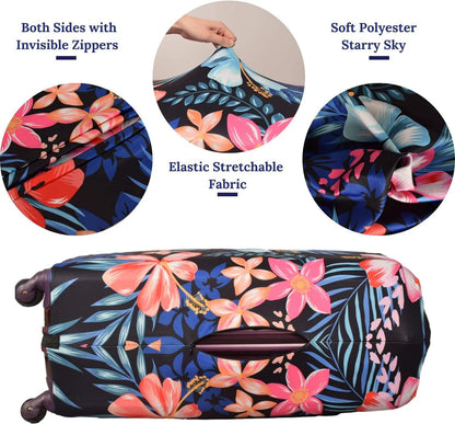 Suitcase Cover, Carry on Luggage Cover Protector - Travel Elastic Spandex Luggage Covers Fits 26 to 28 Inch Flower