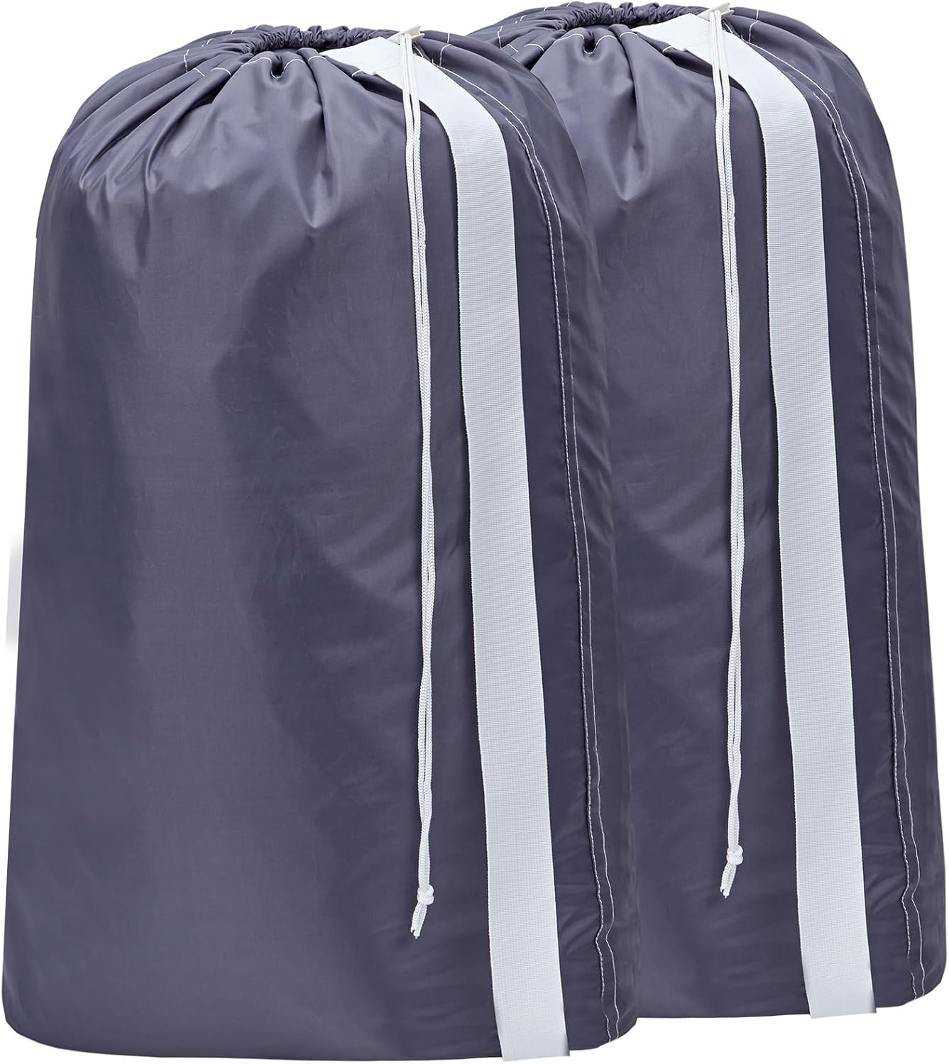 HOMEST 2 Pack XL Nylon Laundry Bag with Strap Machine Washable Large Dirty Clothes Organizer Easy Fit a Laundry Hamper or Basket Can Carry Up to 4 Loads of Laundry Grey