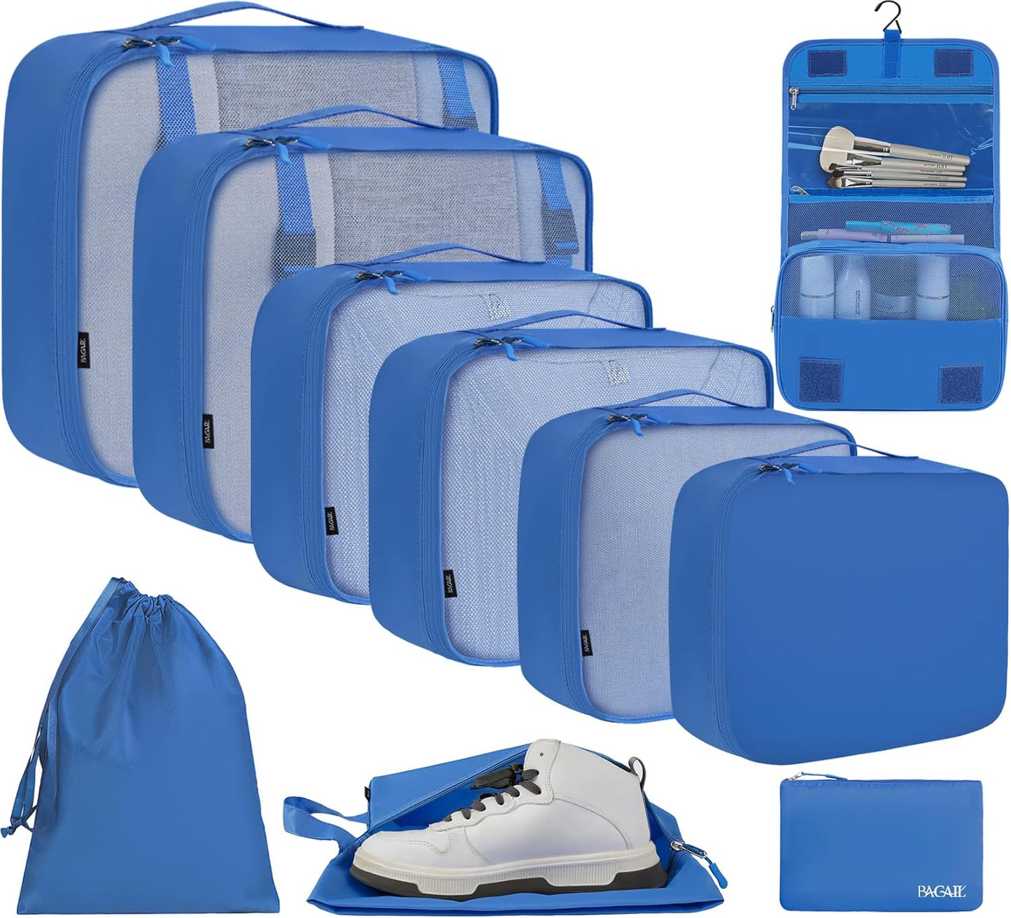 BAGAIL 6 Set/8 Set/10 Set Packing Cubes Various Sizes Packing Organizer for Travel Accessories Luggage Carry On Suitcase