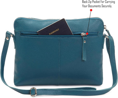 Wise Owl Accessories Small Soft Pebbled Real Leather Crossbody Handbags Purses Sling Crossover Shoulder Bag