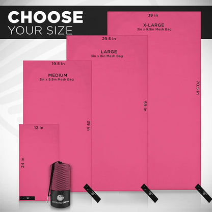 ScorchedEarth Microfiber Travel & Sports Towel Set (Rose Pink) - XL Set (39x70.5 & 12x24)