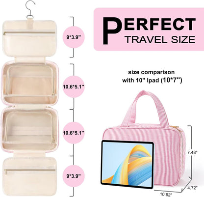 TOPEAST 2025 Graduation Gifts for Her - Hanging Toiletry Bag for Women, Travel Toiletry Bag Makeup Bag, Personalized Travel Essentials for Women - Letter G, Pink
