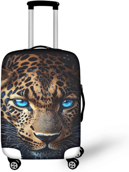 Cool Laopard Luggage Cover Universal Fit 22-25 Inch, Animal Print, Polyester+Spandex, Water Resistant, Spinner Wheels, Stretchable Strap, Travel Accessory - Suitcase Cover