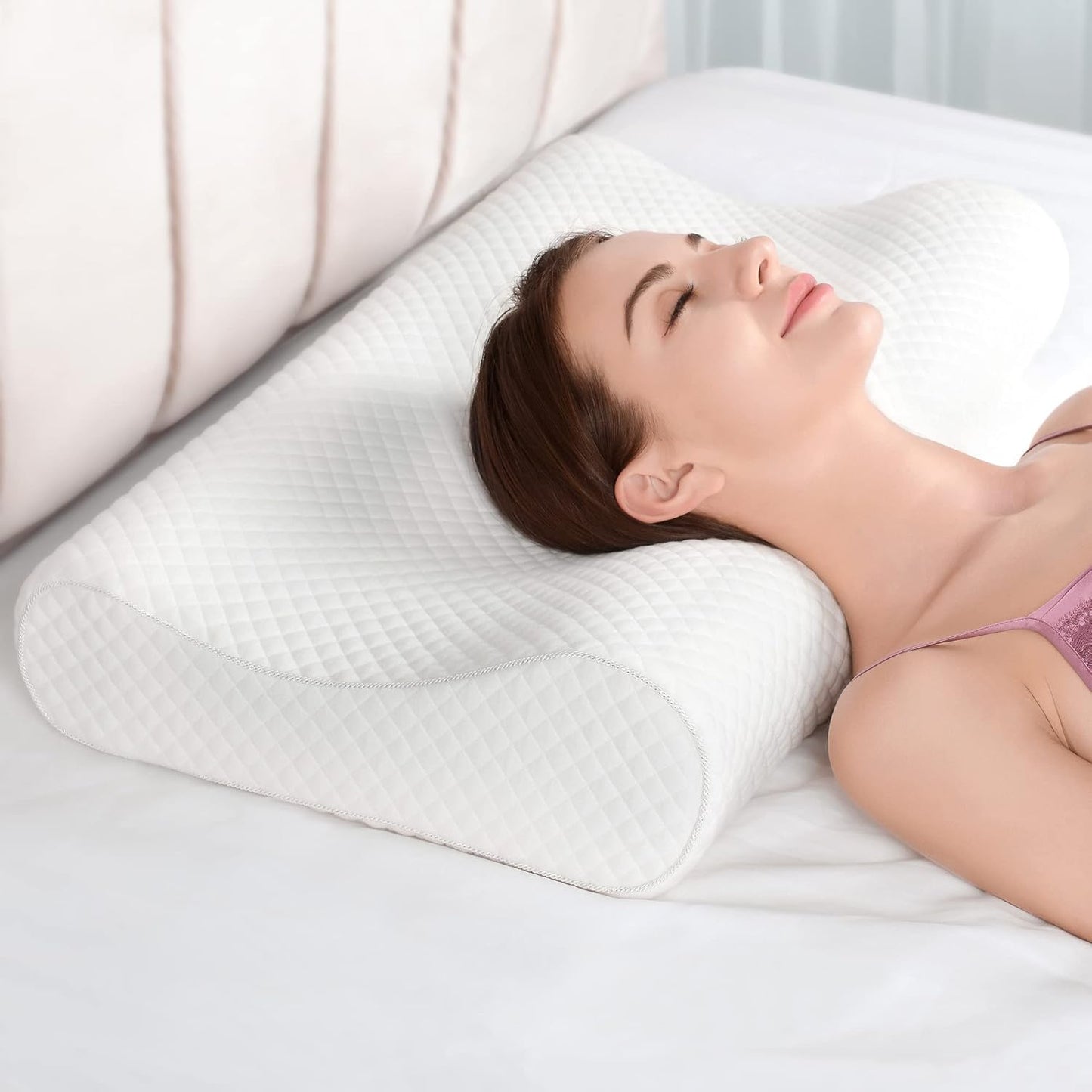 AM AEROMAX 26" Queen Size Contour Memory Foam Pillow, Cervical Pillow for Neck Pain Relief, Neck Orthopedic Sleeping Pillows for Side, Back and Stomach Sleepers