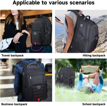 18.4 Inch Travel Laptop Backpack,Extra Large Backpack, Laptop Backpack for Men, 55L Water Resistant TSA Airline Approved Business Work College School Computer Bag with USB Port