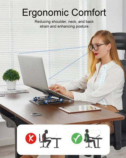 Laptop Stand Adjustable MacBook Stand for Desk Aluminum Notebook Holder Ergonomic Computer Riser Portable Desktop Stand Compatible with All MacBook Notebook Laptop 10-17 Inch