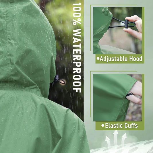 SaphiRose Unisex Rain Poncho Raincoat Hooded for Adults Women with Pockets