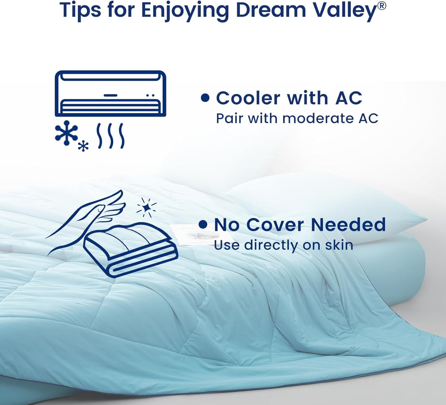 Dream Valley® Outlast® Deepsleep Cooling Comforter, Twin Size, NASA-Grade Space Technology Cooling Blanket for Hot Sleepers Night Sweats, Q-Max > 0.45 Aerocool™ Breathable, Dream Blue, 68"x90"