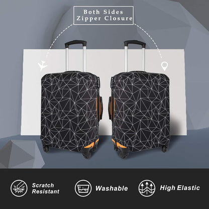 Explore Land Travel Luggage Cover Suitcase Protector Fits 31-32 Inch Case (Black Polygonal, XL)