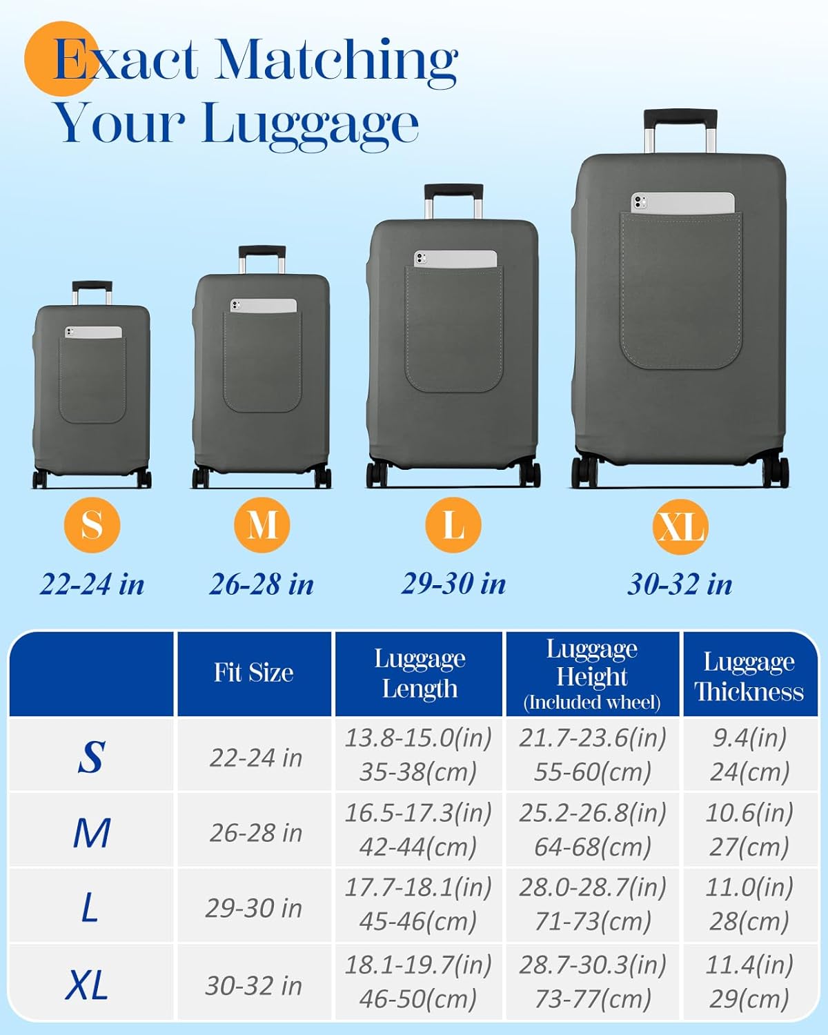 Slohif Luggage Cover for Suitcase Tsa Approved Protector - Luggage Sleeve Suit Case Cover Travel Stretch Large Baggage Case Protective Washable Fit 26-28 Inch Gray