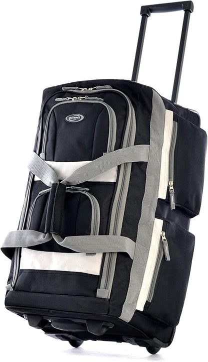 Olympia U.S.A. 29 inch Jumbo Size 8 Pockets Wheeled Rolling Duffel Bag Water Resistant Luggage Lightweight Travel Suitcase with Retractable Handle